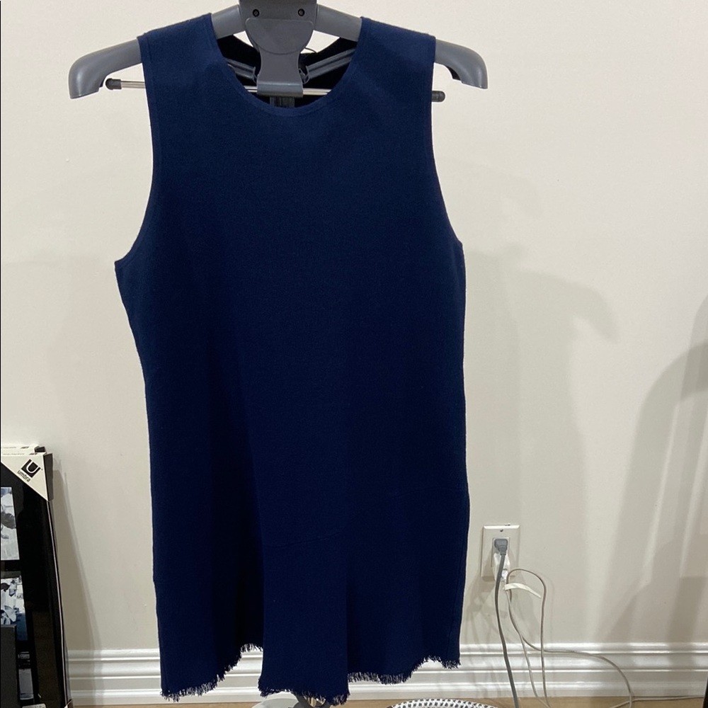 Theory knit simple dress with fringe hem. NWT